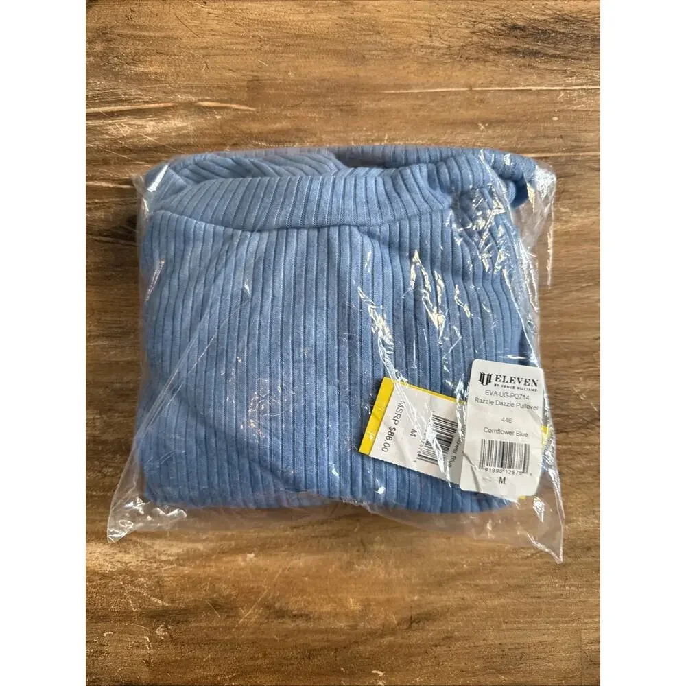 Eleven By Venus Williams Razzle Dazzle Longsleeve Pullover M Blue Ribbed